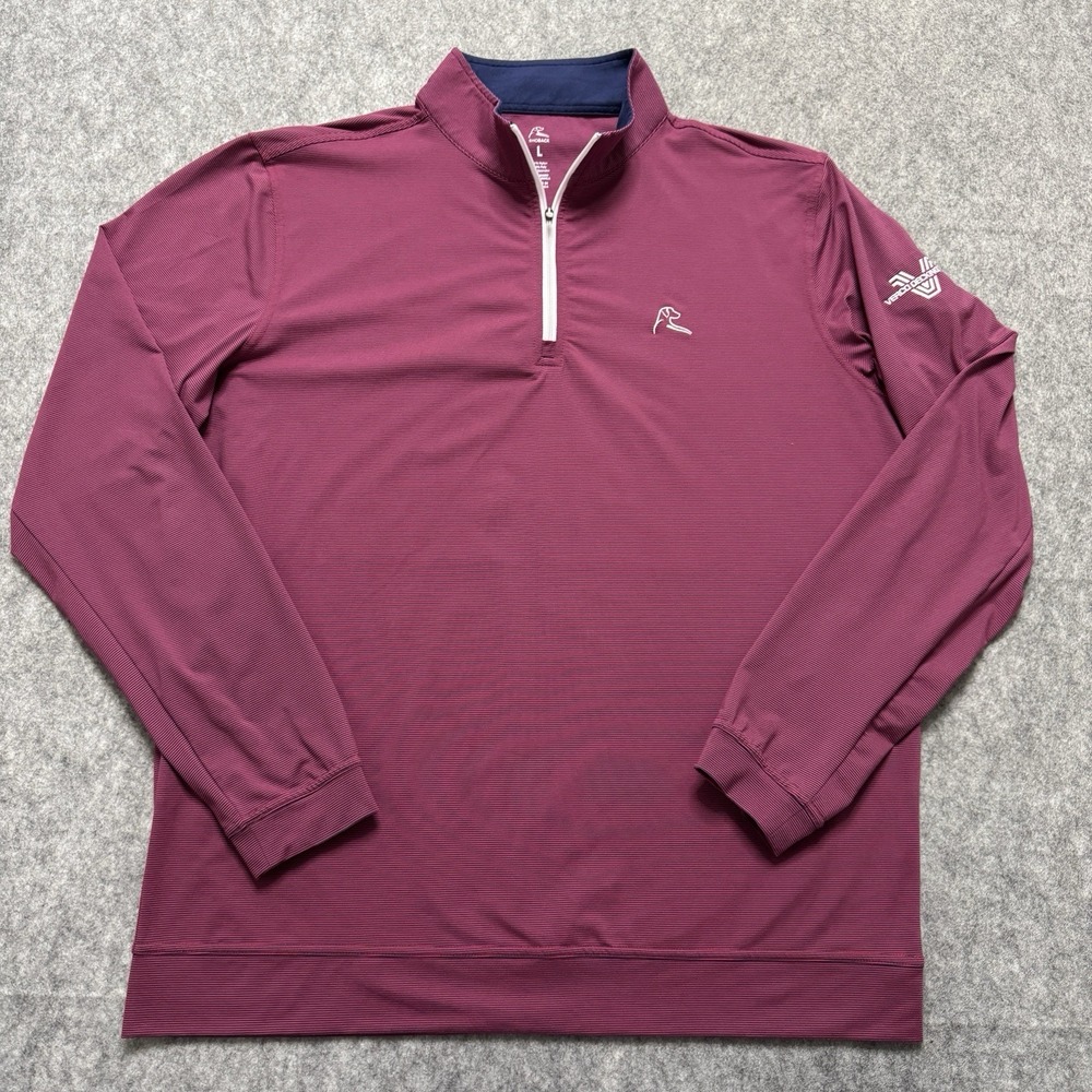 Rhoback Qzip Pullover Mens Large Striped Quarter Zip 1/4 Golf Performance Logo